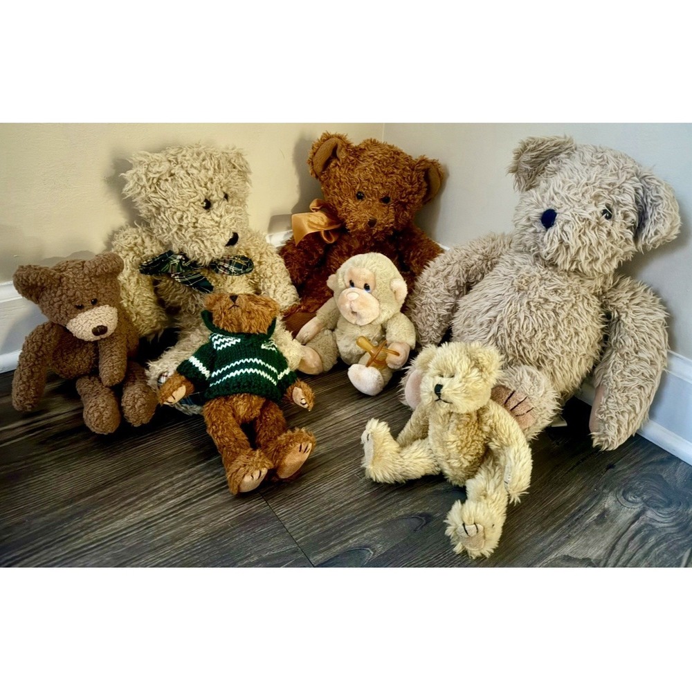 VINTAGE Boyds Russ Ganz TY 1980s 1990s Lot Of 7 Stuffed Animals Bears Monkey